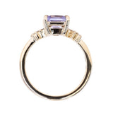 1.55ct Princess Cut Lavender Sapphire and Diamond Starry Night Low Profile Solitaire in 14k Yellow Gold