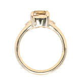 2.01ct GIA Natural Champagne Cushion Cut Diamond and White Diamond Low Profile East-West Ring in 14k Yellow Gold