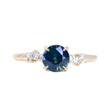 1.32ct Round Glowy Madagascar Round Sapphire and Diamond Starry Night Low Profile Solitaire in 14k Yellow Gold