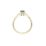 1.03ct Round Montana Sapphire and Princess Cut Diamond Rapids Low Profile Ring in 14k Yellow Gold