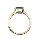 1.85ct Emerald Cut Teal Sapphire and Diamond Low Profile East-West Ring in 14k Yellow Gold