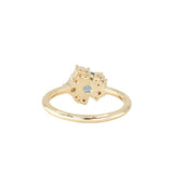 0.87ct Periwinkle Purple-Blue Round Montana Sapphire and Diamond Asymmetrical Cluster Ring in 14k Yellow Gold