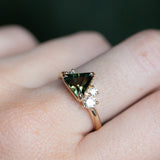 1.74ct Trillion Australian Parti Untreated Sapphire and Lab Diamond Mountainscape Ring in 14k Yellow Gold