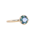 1.34ct Round Teal Montana Sapphire Scallop Cup Solitaire in 14k Yellow Gold