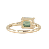 1.85ct Emerald Cut Teal Sapphire and Diamond Low Profile East-West Ring in 14k Yellow Gold