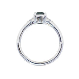 0.85ct Round Untreated Nigerian Sapphire and Princess Cut Diamond Rapids Low Profile Ring in 14k White Gold