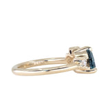 1.73ct Trillion Teal Blue Untreated Montana Sapphire and Natural Diamond Mountainscape Ring in 14k Yellow Gold