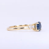 1.32ct Round Glowy Madagascar Round Sapphire and Diamond Starry Night Low Profile Solitaire in 14k Yellow Gold