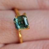 2.16CT MADAGASCAR EMERALD CUT SAPPHIRE, DEEP GREEN WITH SOME YELLOW AND TEAL, 6.9X6.8X4.6MM