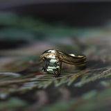 1.65ct Emerald Cut Color Shifting Madagascar Sapphire Prong Set Ripple Contour Solitaire in 14k Yellow Gold