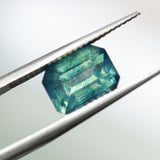 3.58CT MADAGASCAR EMERALD CUT SAPPHIRE, PARTI TEAL BLUE GREEN YELLOW, UNTREATED, 9X7X5.4MM