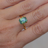 3.58CT MADAGASCAR EMERALD CUT SAPPHIRE, PARTI TEAL BLUE GREEN YELLOW, UNTREATED, 9X7X5.4MM