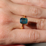 3.58CT MADAGASCAR EMERALD CUT SAPPHIRE, PARTI TEAL BLUE GREEN YELLOW, UNTREATED, 9X7X5.4MM