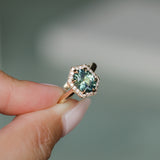 2.05ct Untreated Madagascar Oval Sapphire and Diamond Hexagon Stackable Halo in 14k Yellow Gold