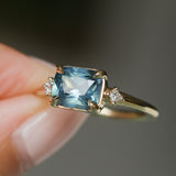 1.97ct East-West Cushion Cut Blue Sapphire and Princess Cut Diamond Rapids Low Profile Ring in 14k Yellow Gold
