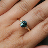 1.64ct Teal Blue Oval Montana Sapphire and Diamond Starry Night Stackable Solitaire in 14k Yellow Gold