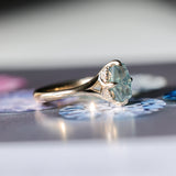 1.75ct Barion Shape Fantasy Cut Carved Montana Sapphire Split Shank Hidden Halo Six Prong Solitaire in 14k Yellow Gold