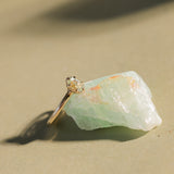 0.82ct Unheated Silky Light Seafoam Teal Montana Sapphire Scallop Cup Solitaire in 14k Yellow Gold