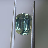 2.60CT ELONGATED CUSHION MADAGASCAR SAPPHIRE, MINTY BLUE GREEN GREY, UNTREATED, 8.5X6.5MM