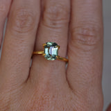 2.60CT ELONGATED CUSHION MADAGASCAR SAPPHIRE, MINTY BLUE GREEN GREY, UNTREATED, 8.5X6.5MM