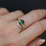 1.64ct Teal Blue Oval Montana Sapphire and Diamond Starry Night Stackable Solitaire in 14k Yellow Gold