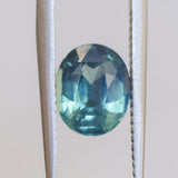 2.08CT OVAL MADAGASCAR SAPPHIRE, MEDIUM GLOWY CARIBBEAN BLUE GREEN, UNTREATED, 8.2X6.6X4.4MM