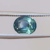 2.08CT OVAL MADAGASCAR SAPPHIRE, MEDIUM GLOWY CARIBBEAN BLUE GREEN, UNTREATED, 8.2X6.6X4.4MM