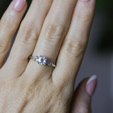 0.83ct White Ceylon Sapphire and Diamond Starry Night Low Profile Solitaire in 14k White Gold