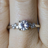 0.83ct White Ceylon Sapphire and Diamond Starry Night Low Profile Solitaire in 14k White Gold