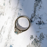 1.64ct Teal Blue Oval Montana Sapphire and Diamond Starry Night Stackable Solitaire in 14k Yellow Gold