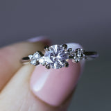 0.83ct White Ceylon Sapphire and Diamond Starry Night Low Profile Solitaire in 14k White Gold