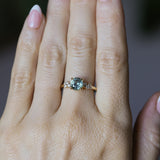 1.47ct Round Untreated Montana Sapphire and Diamond Starry Night Low Profile Solitaire in 14k Yellow Gold