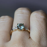 1.47ct Round Untreated Montana Sapphire and Diamond Starry Night Low Profile Solitaire in 14k Yellow Gold