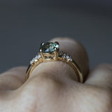 1.47ct Round Untreated Montana Sapphire and Diamond Starry Night Low Profile Solitaire in 14k Yellow Gold