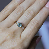 1.47ct Round Untreated Montana Sapphire and Diamond Starry Night Low Profile Solitaire in 14k Yellow Gold