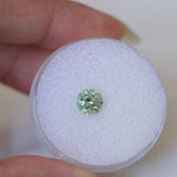 0.85CT ROUND PRECISION CUT MONTANA SAPPHIRE, LIGHT GREEN YELLOW, 5.55X3.70MM