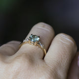 1.47ct Round Untreated Montana Sapphire and Diamond Starry Night Low Profile Solitaire in 14k Yellow Gold