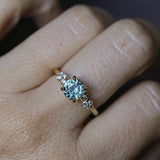 1.47ct Round Untreated Montana Sapphire and Diamond Starry Night Low Profile Solitaire in 14k Yellow Gold