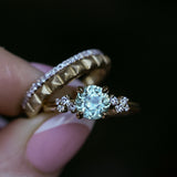 1.47ct Round Untreated Montana Sapphire and Diamond Starry Night Low Profile Solitaire in 14k Yellow Gold