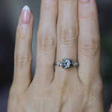 1.32ct Round Sri Lankan Grey Sapphire and Diamond Starry Night Low Profile Solitaire in 14k White Gold