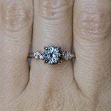 1.32ct Round Sri Lankan Grey Sapphire and Diamond Starry Night Low Profile Solitaire in 14k White Gold