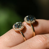 2.01ct Oval Untreated Madagascar Sapphire Six Prong Halo Stackable Ring in 14k Yellow Gold