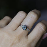 1.32ct Round Sri Lankan Grey Sapphire and Diamond Starry Night Low Profile Solitaire in 14k White Gold