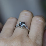 1.32ct Round Sri Lankan Grey Sapphire and Diamond Starry Night Low Profile Solitaire in 14k White Gold