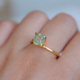 1.50CT CUSHION MADAGASCAR SAPPHIRE, OPALESCENT LIGHT GREEN AND GOLD, UNTREATED, 7.1X5.9X3.9MM