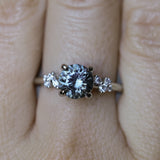 1.32ct Round Sri Lankan Grey Sapphire and Diamond Starry Night Low Profile Solitaire in 14k White Gold