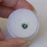 0.98CT ROUND PRECISION CUT MONTANA SAPPHIRE, LIGHT AQUA BLUE GREEN, 5.90X3.85MM