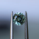 0.98CT ROUND PRECISION CUT MONTANA SAPPHIRE, LIGHT AQUA BLUE GREEN, 5.90X3.85MM