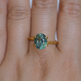 3.54CT OVAL MADAGASCAR SAPPHIRE, SILKY TEAL BLUE GREEN, 9.7X7.8X5.7MM