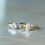 1.01ct GIA Natural Oval Diamond and Princess Cut Diamond Rapids Low Profile Ring in 18k Yellow Gold